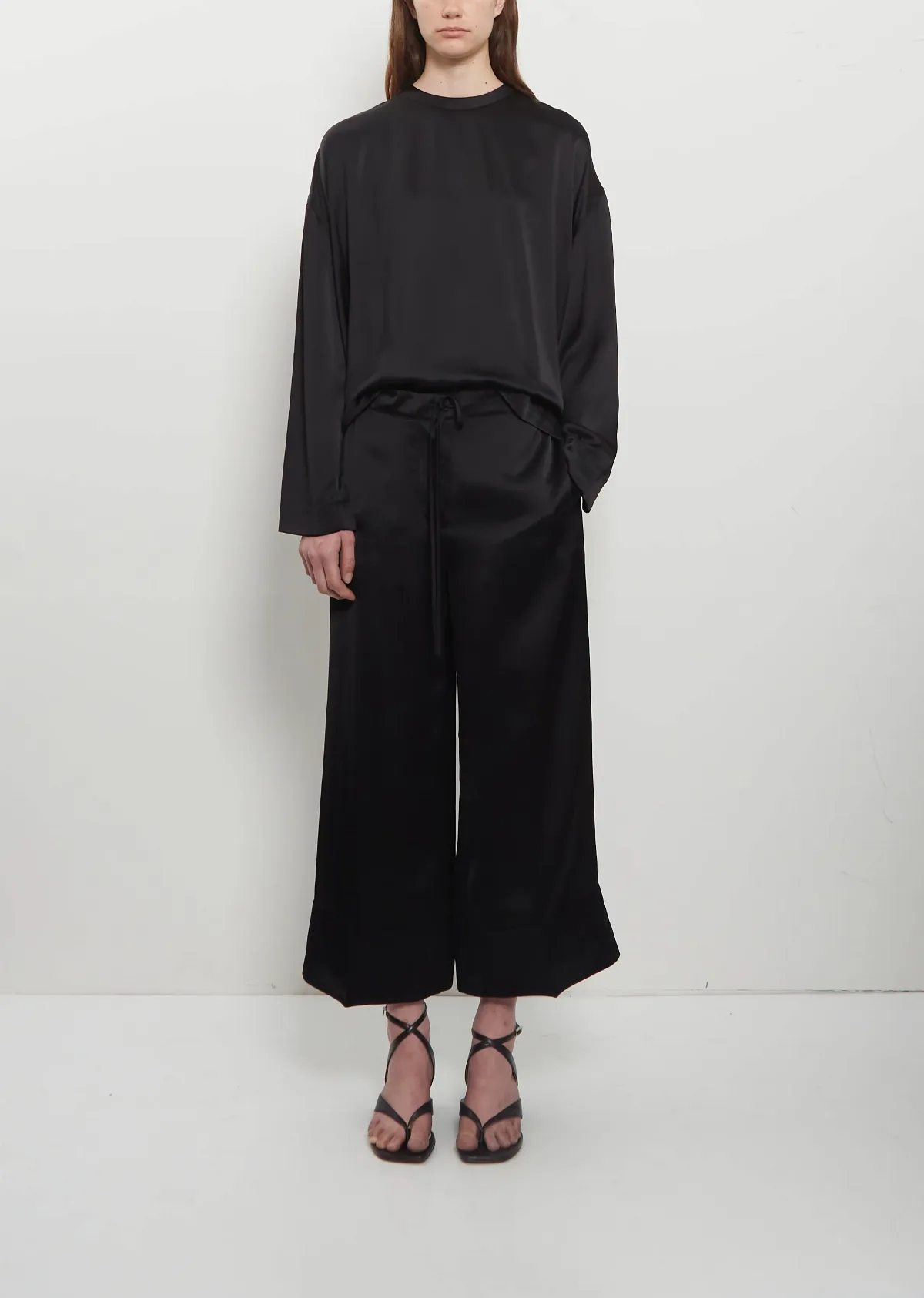 Satin Drawstring Trousers by Totême
