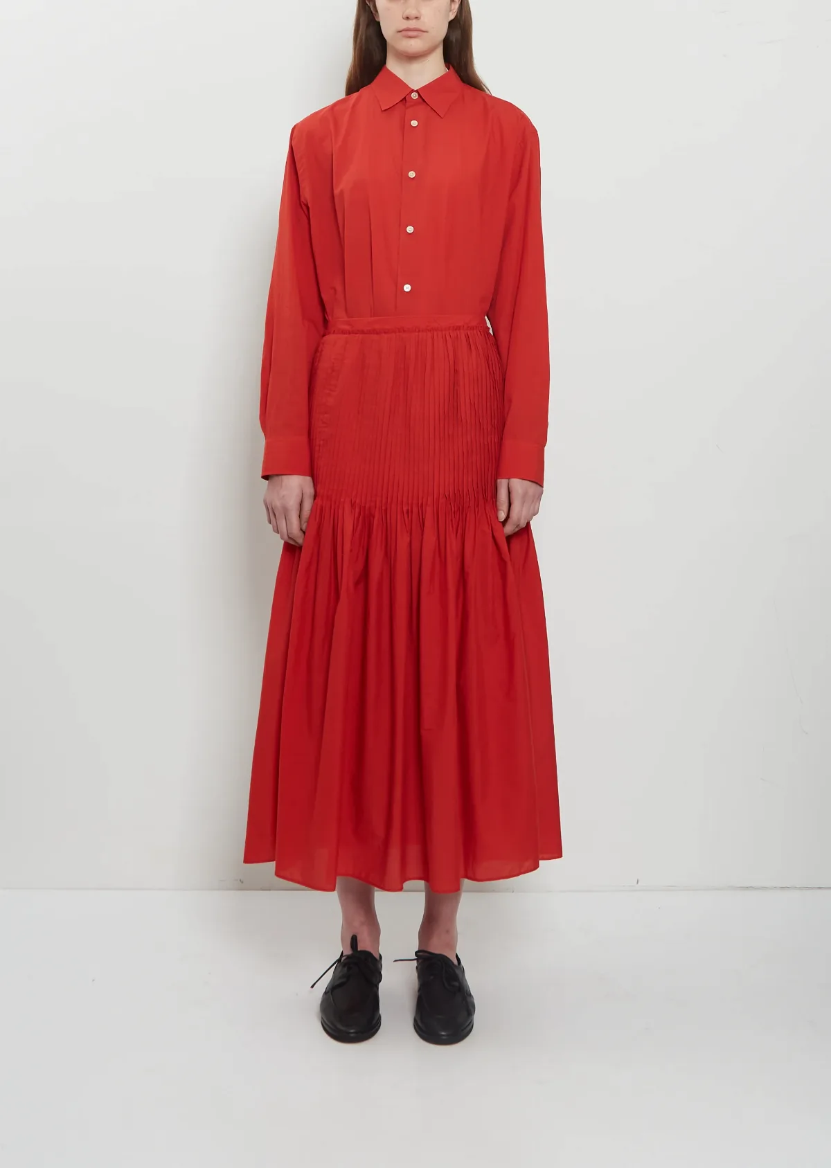 Super Fine Cotton Lawn Pin-Tuck Skirt by Auralee