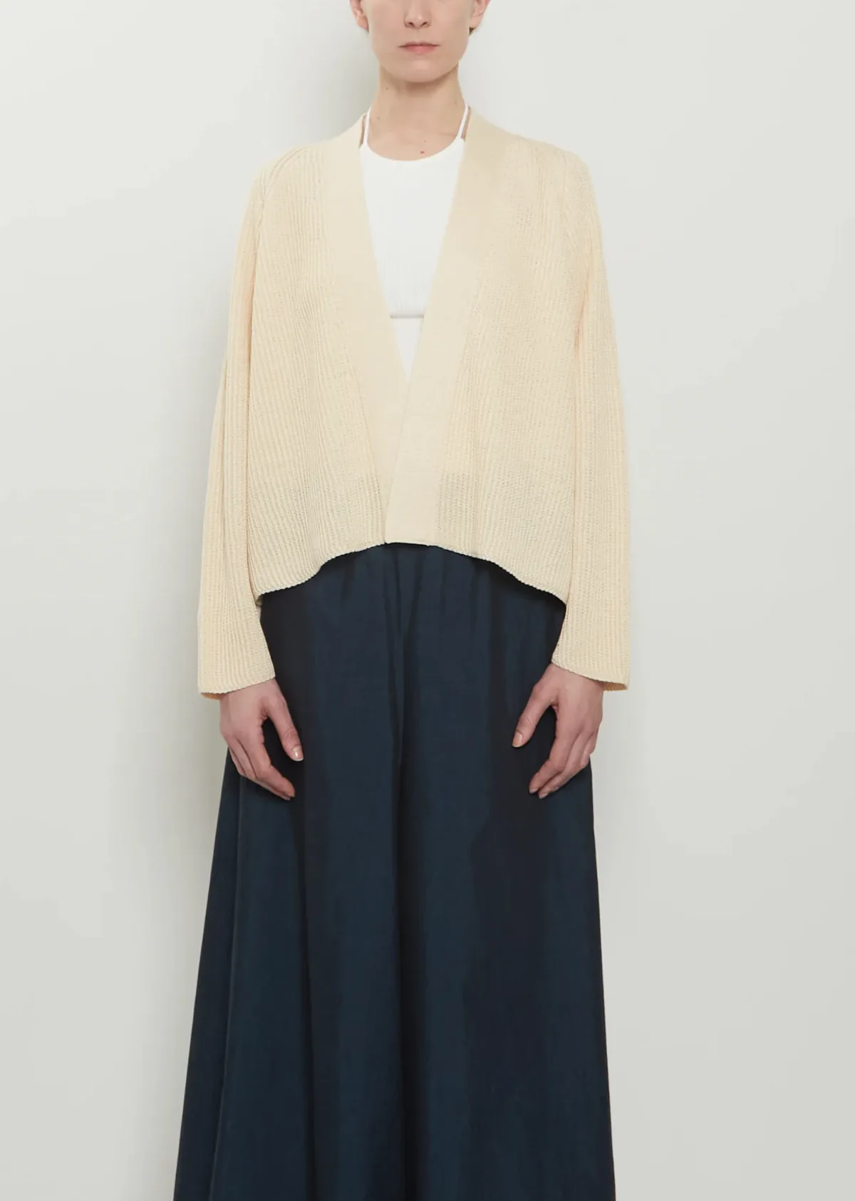 Short Ribbed Raglan Cardigan by Duan