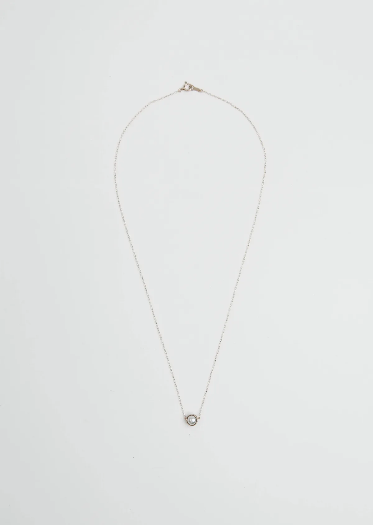 Half Cut Pearl White Gold Necklace 14k WG by Noguchi Bijoux