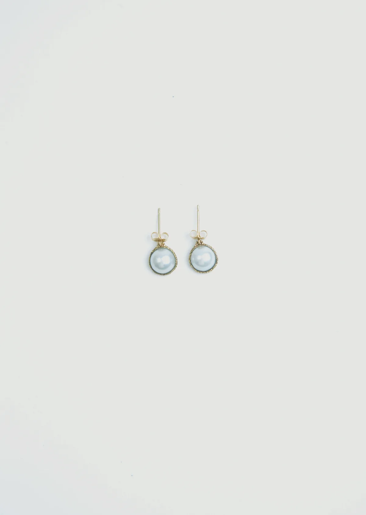 Half Cut Pearl Yellow Gold Earrings 14k YG by Noguchi Bijoux