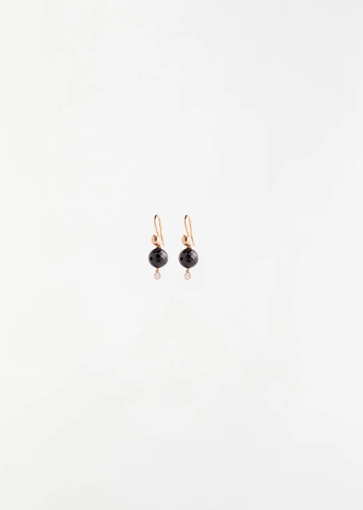 Onyx Sphere Diamond Earrings 18k Gold by Mira Stella