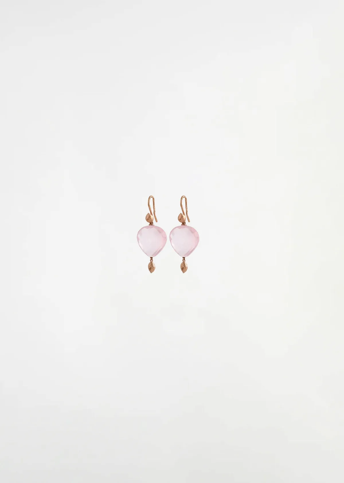 Rose Quartz Sea Kale Seed Earrings 18k Gold