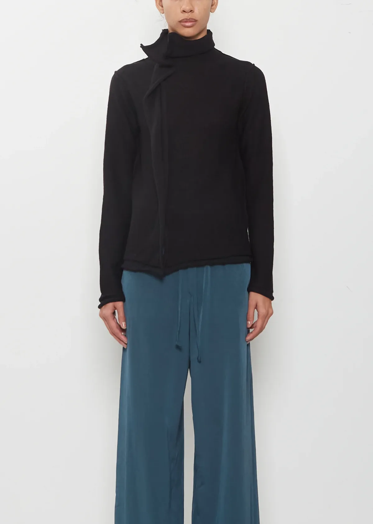 Drape High Neck Wool Sweater by Ys