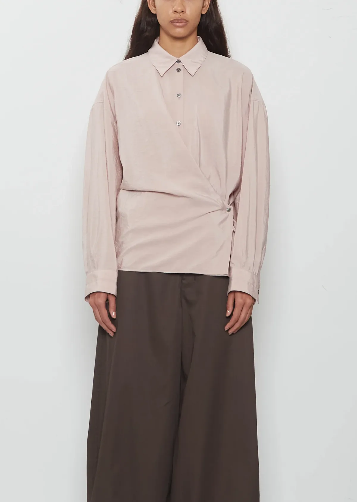 Straight Collar Twisted Shirt by Lemaire