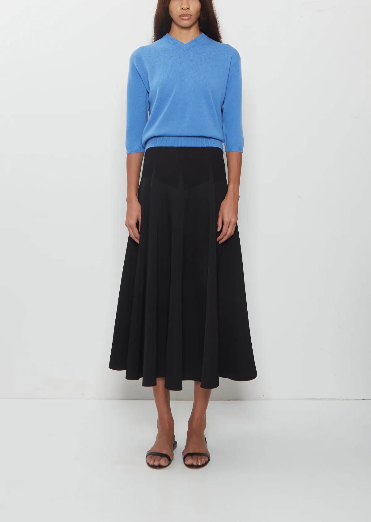 Knit Combo Godet Skirt by 6397