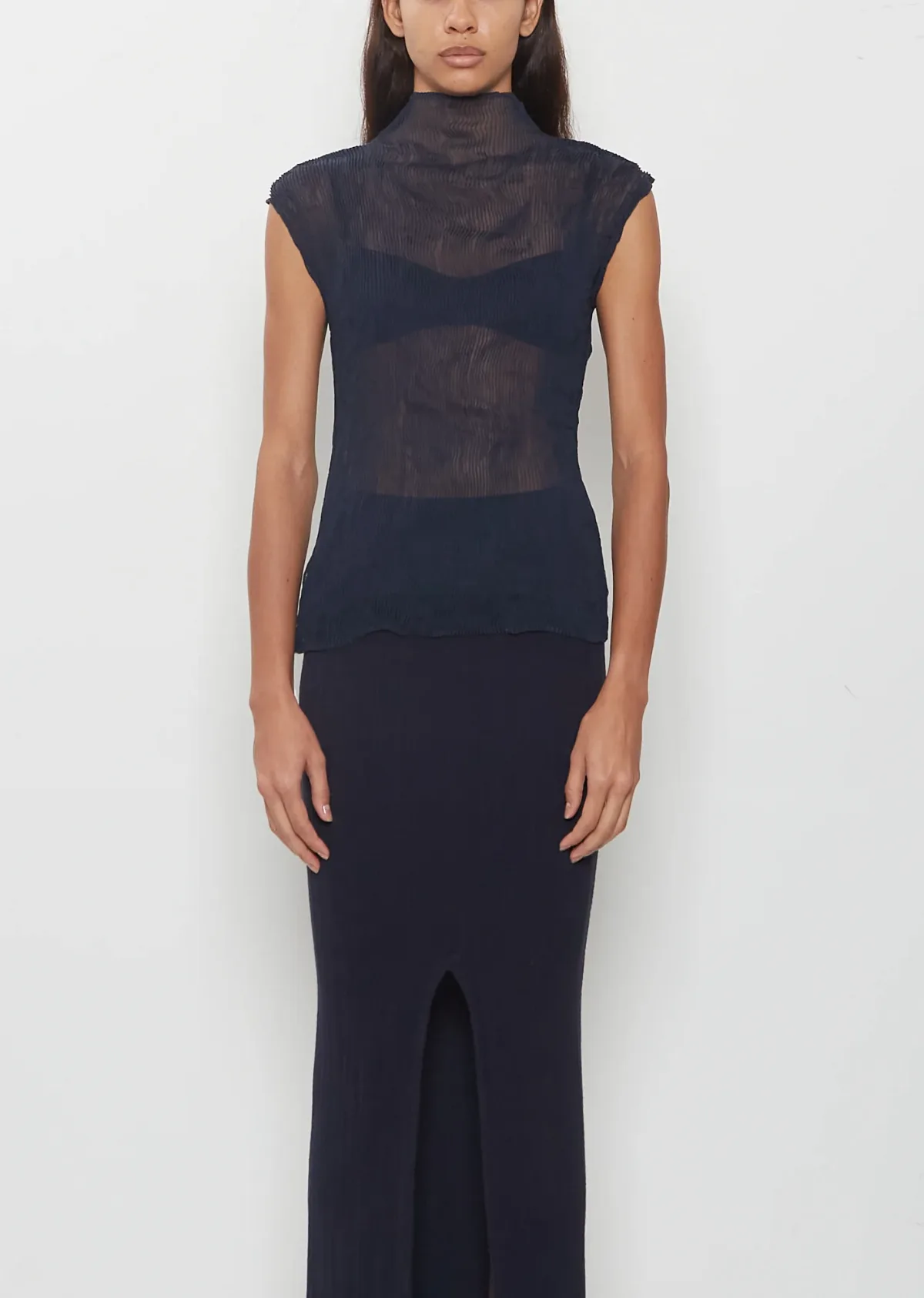 Chiffon Twist 1 Top 78 Dark Navy by Issey Miyake