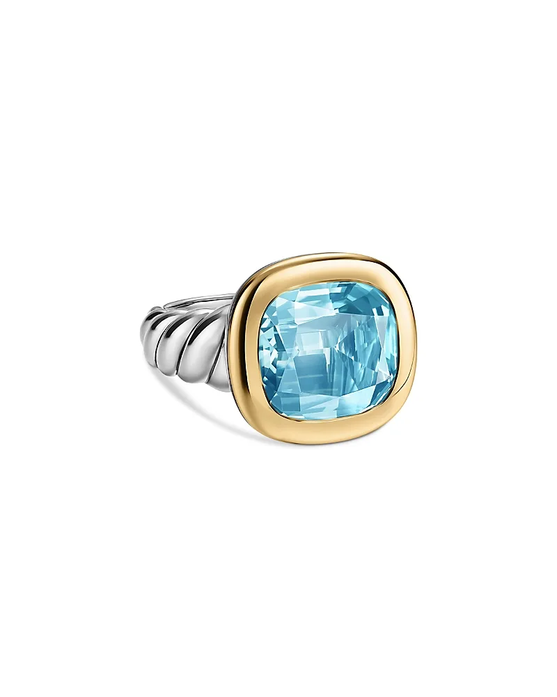 Mercer Color Stone Ring in Sterling Silver with 14K Yellow Gold and Sky Blue Topaz, 13.5mm