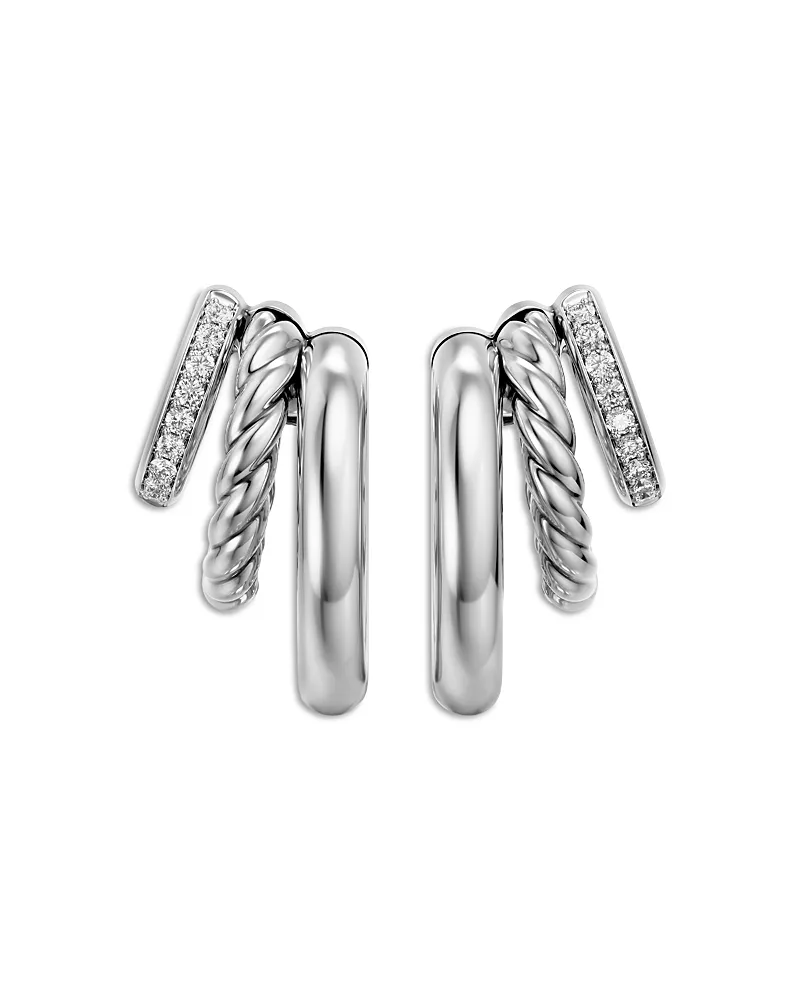 Mercer Multi Row Earrings in Sterling Silver with Diamonds, 18mm by David Yurman