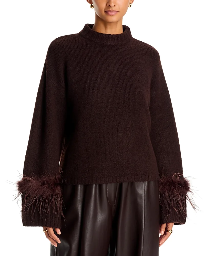 Pia Feather Trim Sweater by Wayf