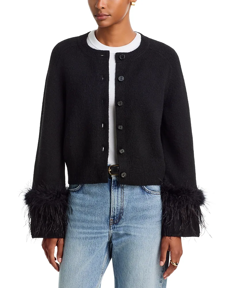 Fraya Feather Cuff Cardigan by Wayf