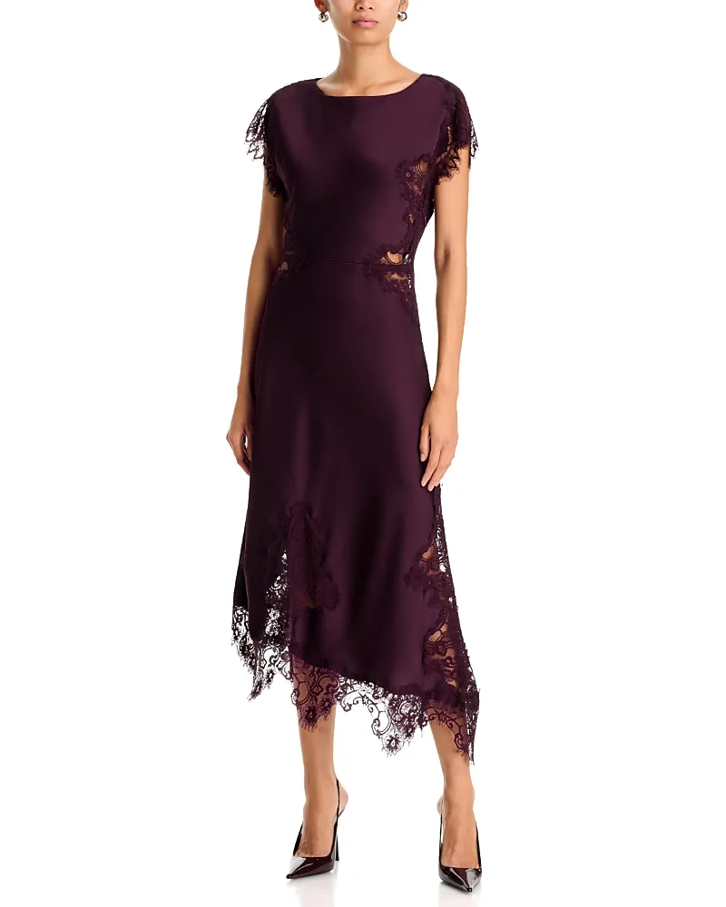Meg Lace Trim Satin Dress by Wayf