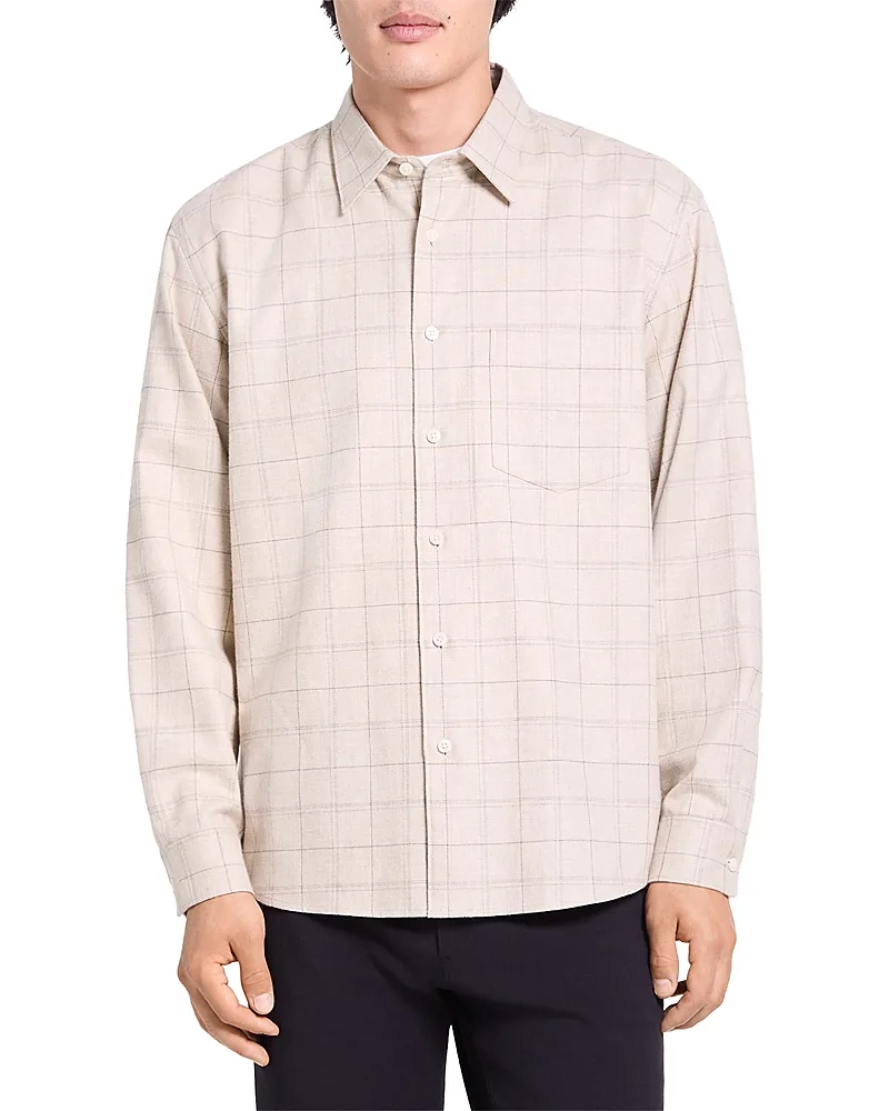 Cotton Weekend Windowpane Pocket Shirt by Theory