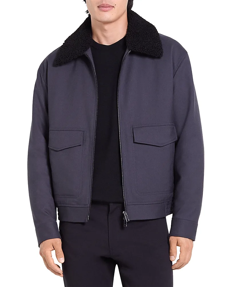 Pressed Twill Zip Aviator Jacket by Theory