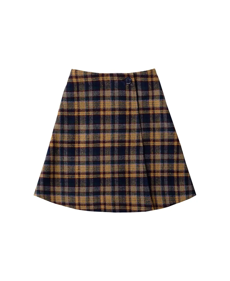 Aria Plaid Wrap Skirt by Cottier