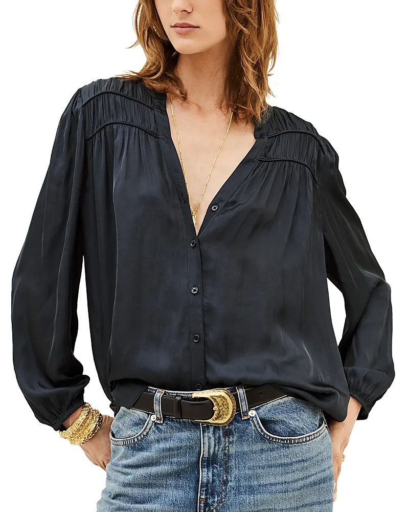 Cessia Gathered Button Front Shirt by Ba & sh