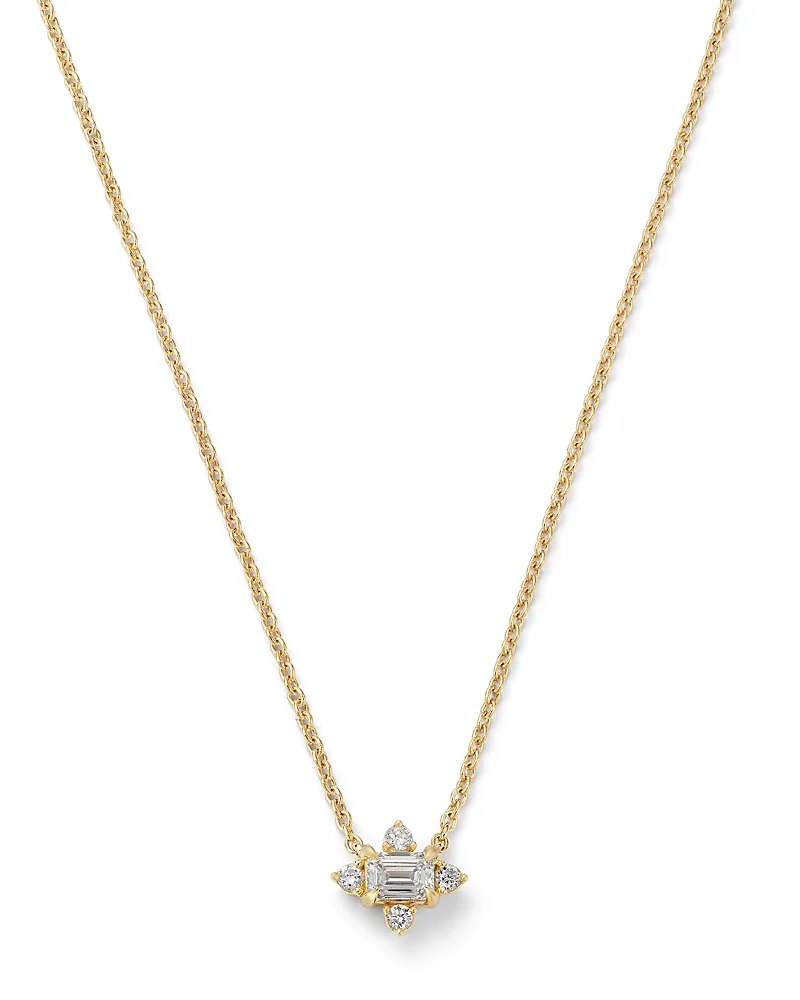 10K Yellow Gold Lab Grown Diamond Cluster Pendant Necklace, 0.25 Tcw