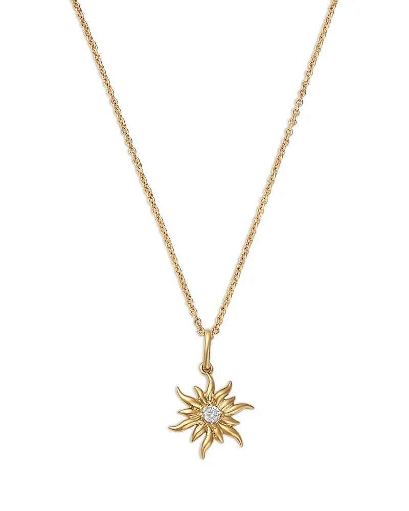 10K Yellow Gold Lab Grown Diamond Sun Pendant Necklace, 0.05 Tcw