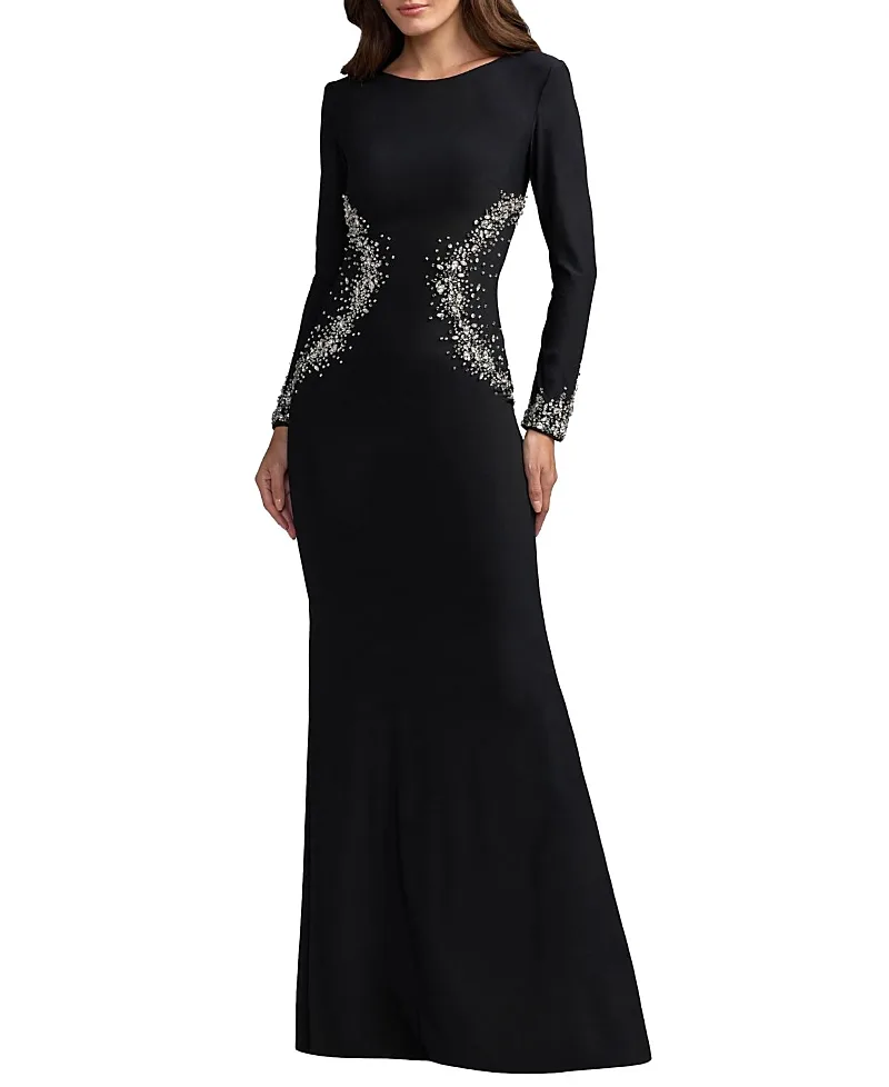 Mac Duggal Long Sleeve Embellished Jersey Gown by M.A.C.