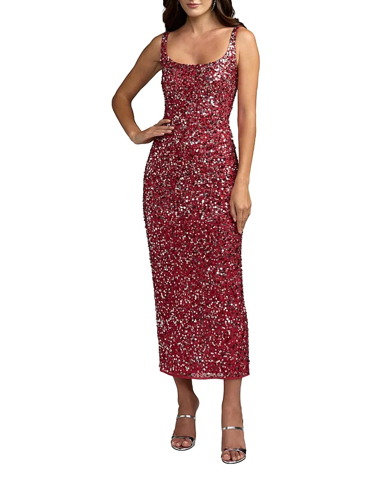 Mac Duggal Sleeveless Scoop Neck Sequin Ankle Dress by M.A.C.