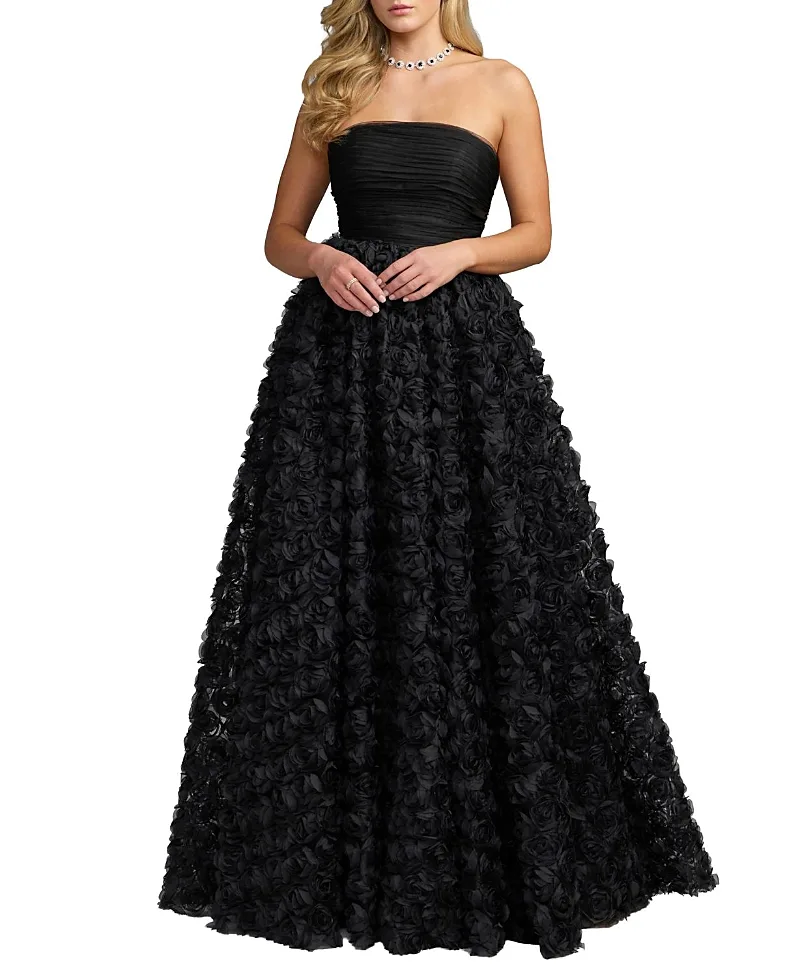 Mac Duggal Strapless 3D Rosette Ball Gown by M.A.C.