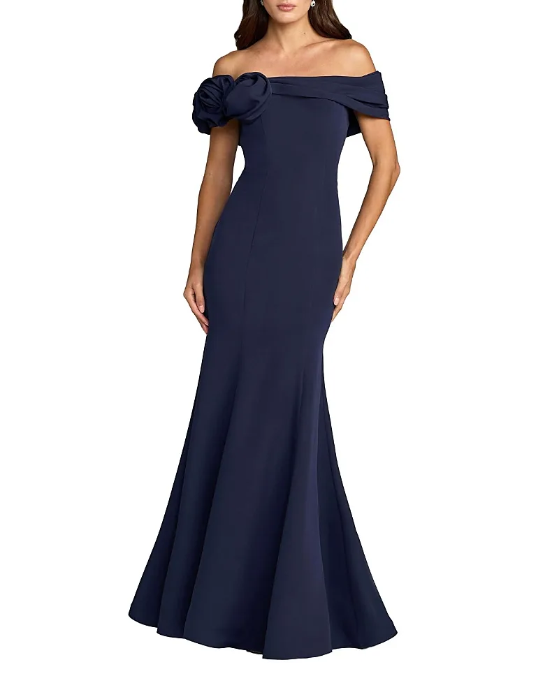 Mac Duggal Off the Shoulder Crepe Mermaid Gown