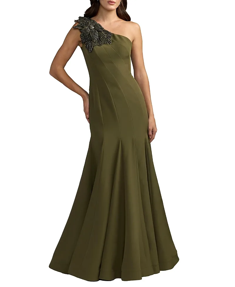 Mac Duggal One Shoulder Flower Detailed Gown by M.A.C.