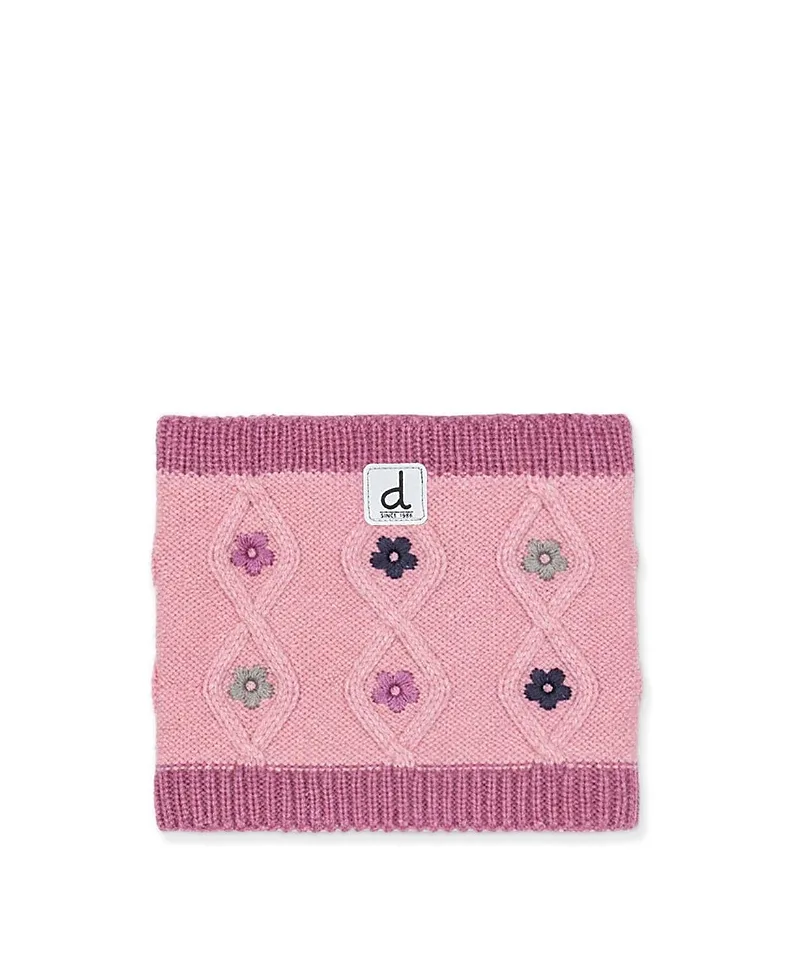 Floral Embroidered Fleece-Lined Knit Neckwarmer by Deux Par Deux