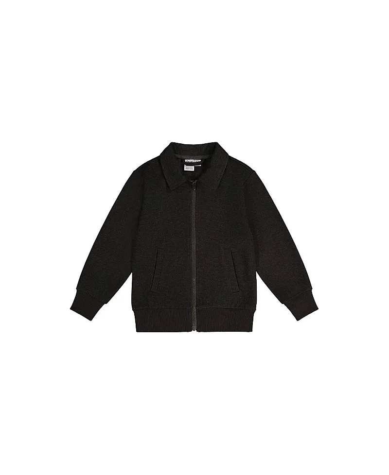Front Zip Stretch Twill Ribbed Cuff Jacket by Deux Par Deux