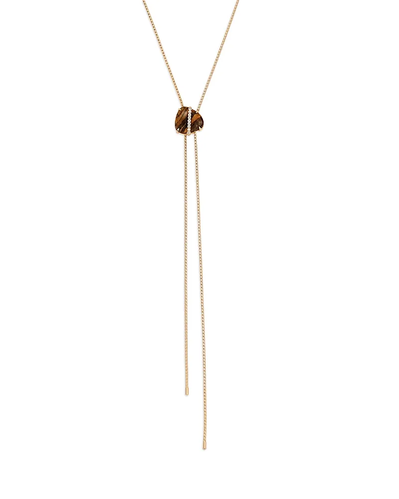 Solstice Cubic Zirconia & Tigers Eye Bolo Lariat Necklace, 32.5 by Ettika