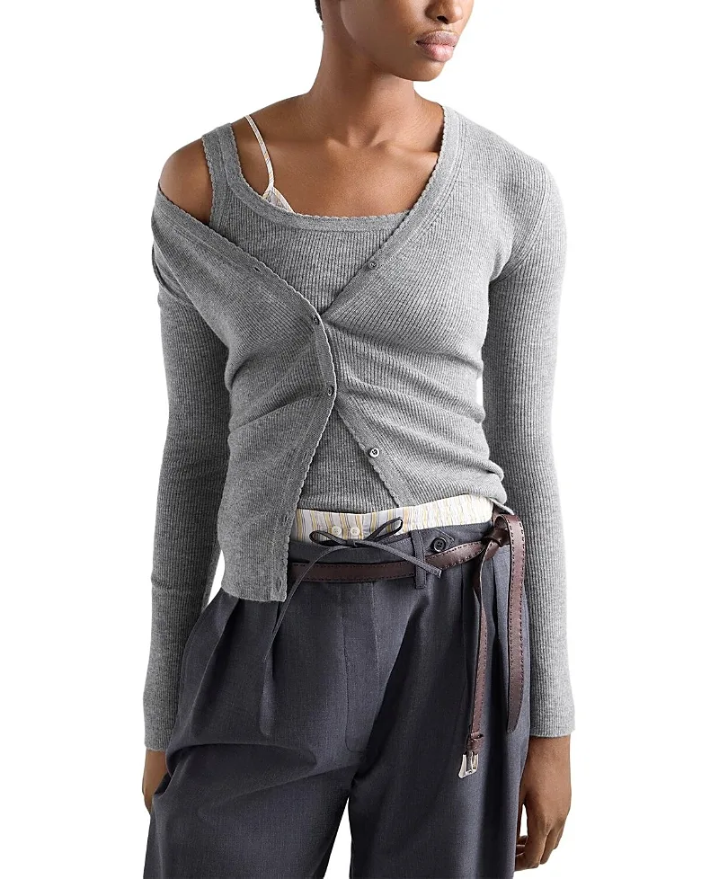 Ribbed Cashmere Cardigan by Prada