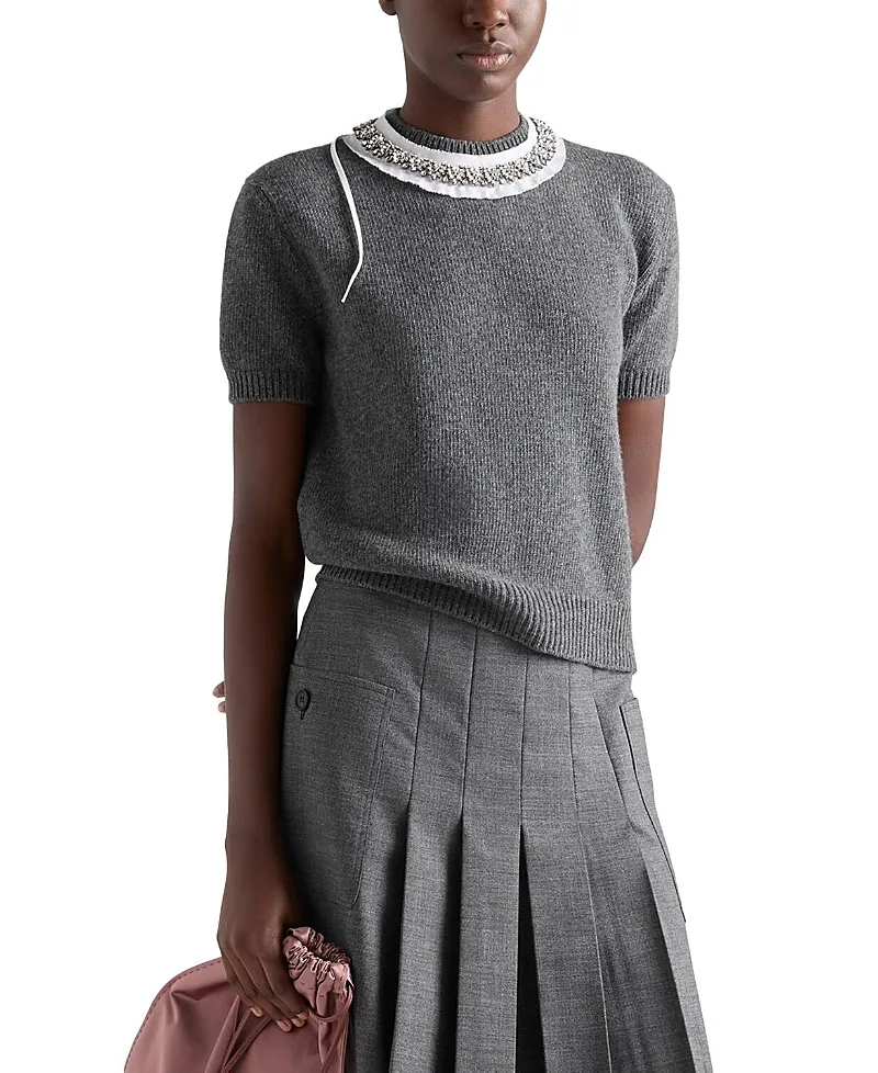 Short Sleeved Wool and Cashmere Sweater by Prada