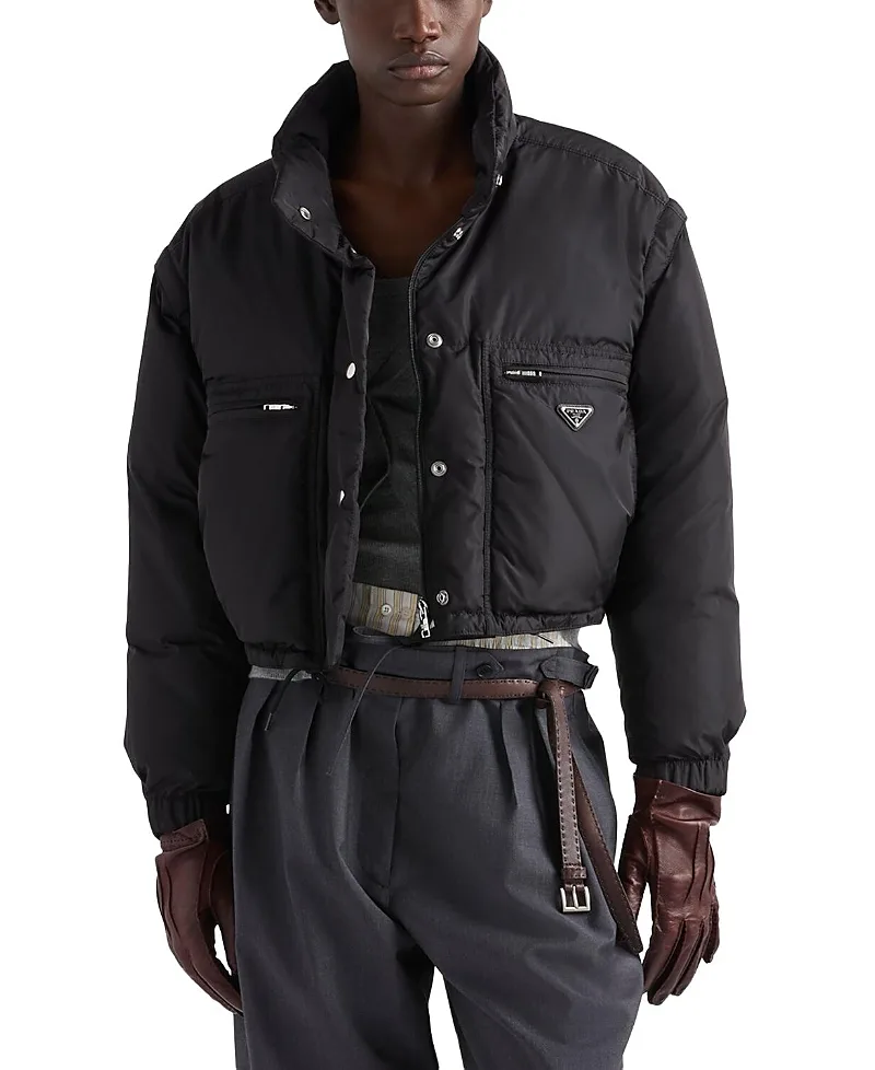 Lightweight Re-Nylon Cropped Down Jacket by Prada