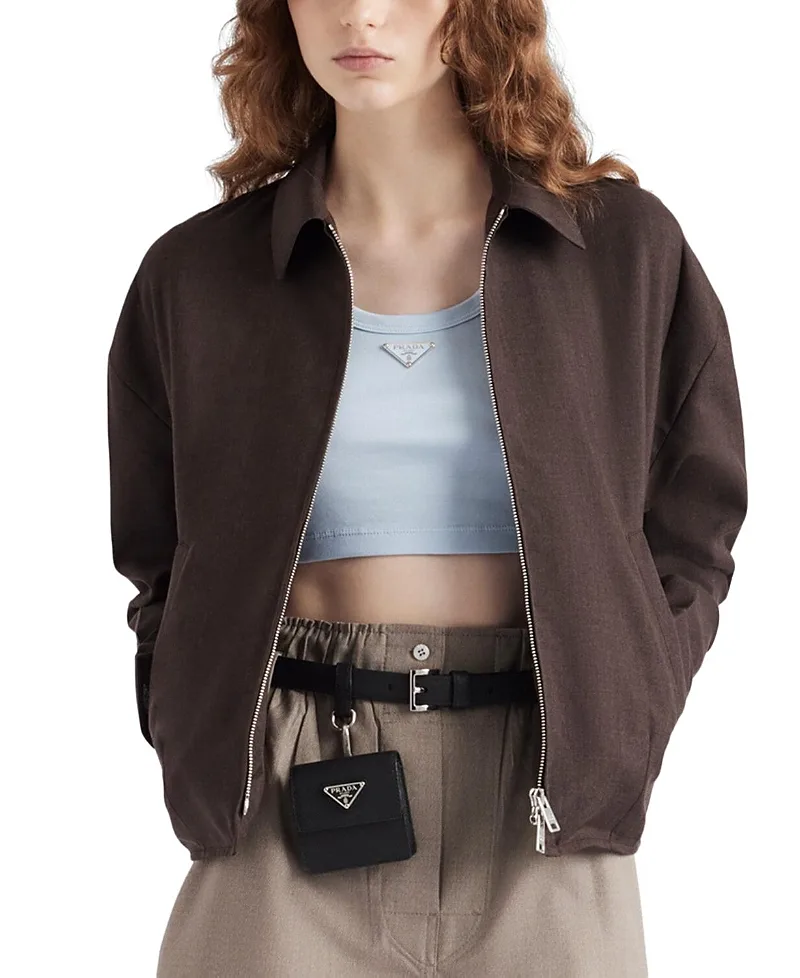 Ribbed Knit Cotton Crop Top by Prada