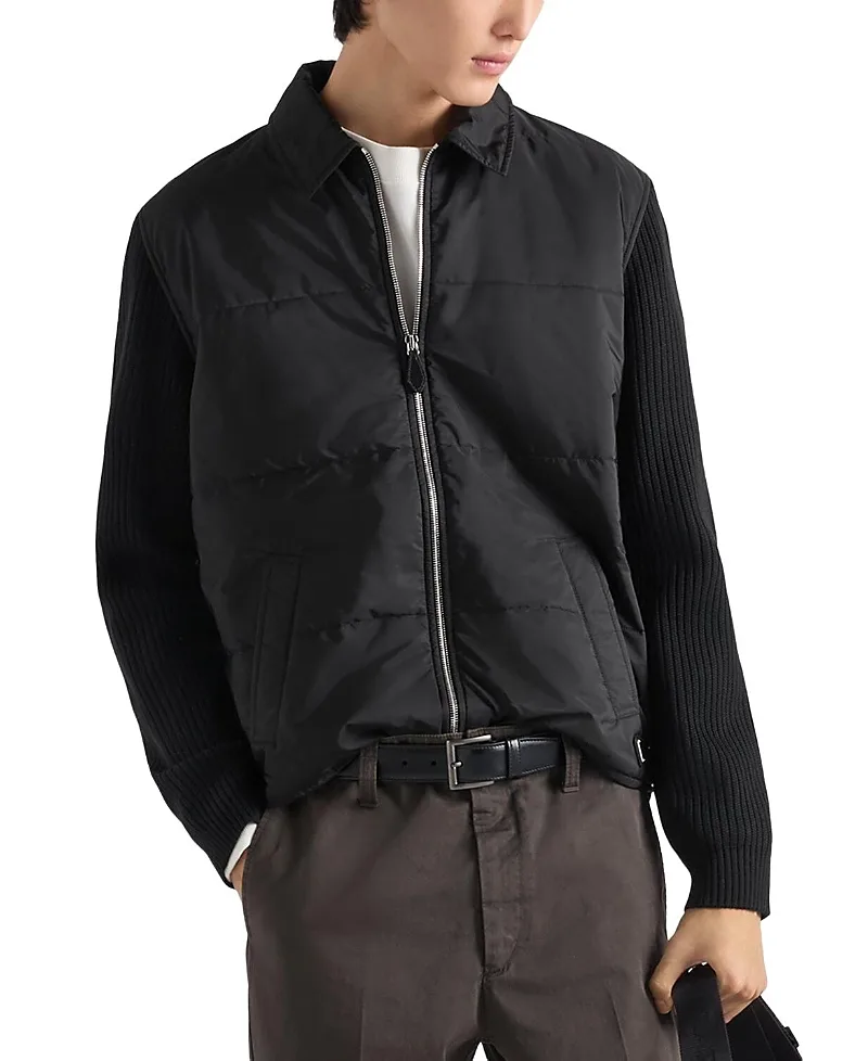 Wool and Re-Nylon Gabardine Cardigan by Prada
