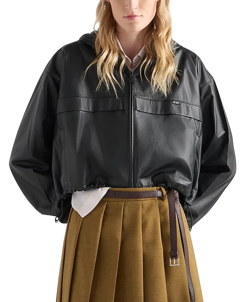 Hooded Nappa Leather Jacket by Prada