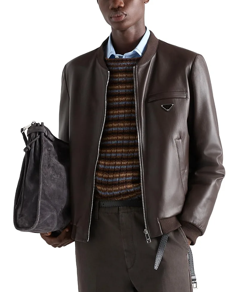 Reversible Nappa Leather Bomber Jacket by Prada