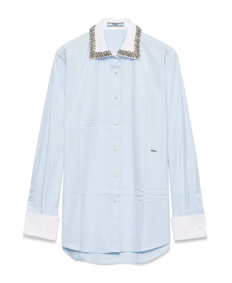 Embroidered Poplin Shirt by Prada