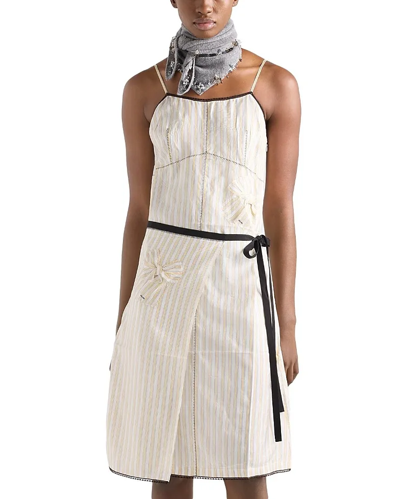 Striped Dress with Bow by Prada