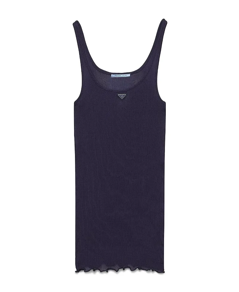 Ribbed Knit Silk Tank Top by Prada