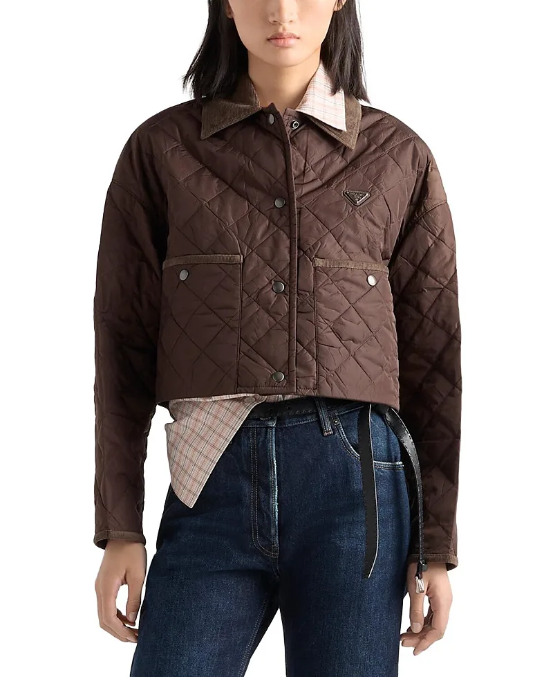 Lightweight Re-Nylon Cropped Blouson Jacket by Prada