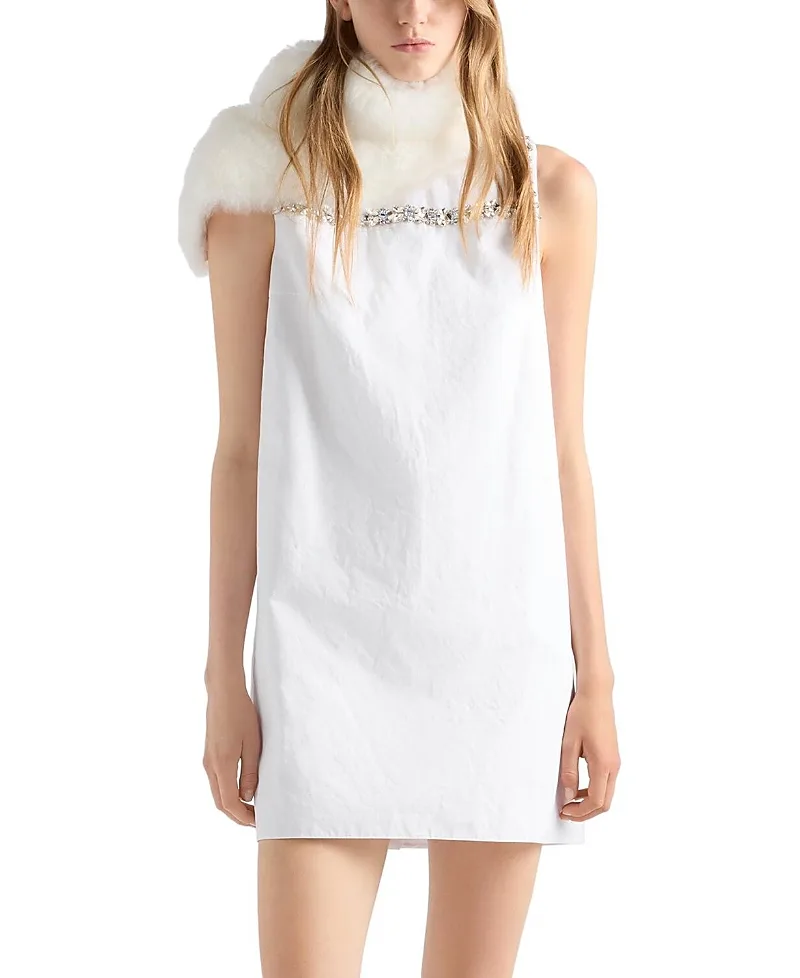 Embroidered Old Reps Fabric Mini Dress by Prada