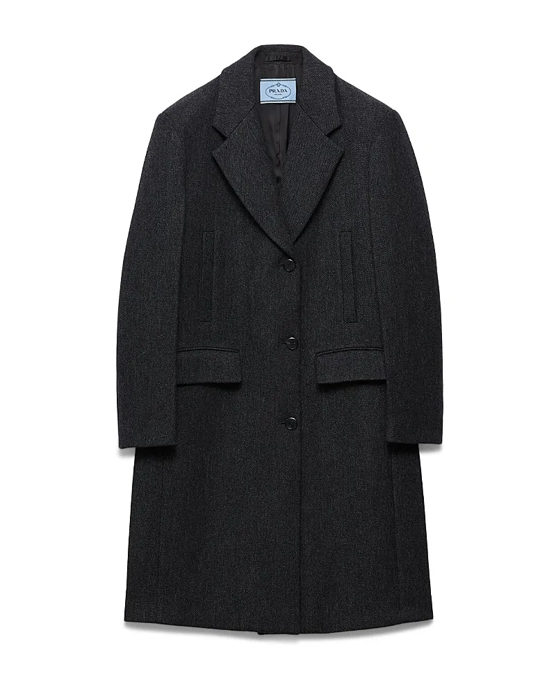Single-Breasted Double Wool Coat by Prada