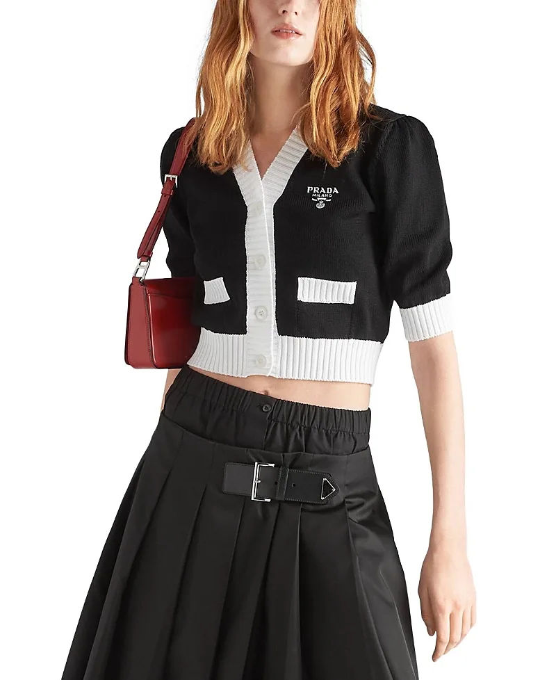 Cropped Cotton Cardigan by Prada