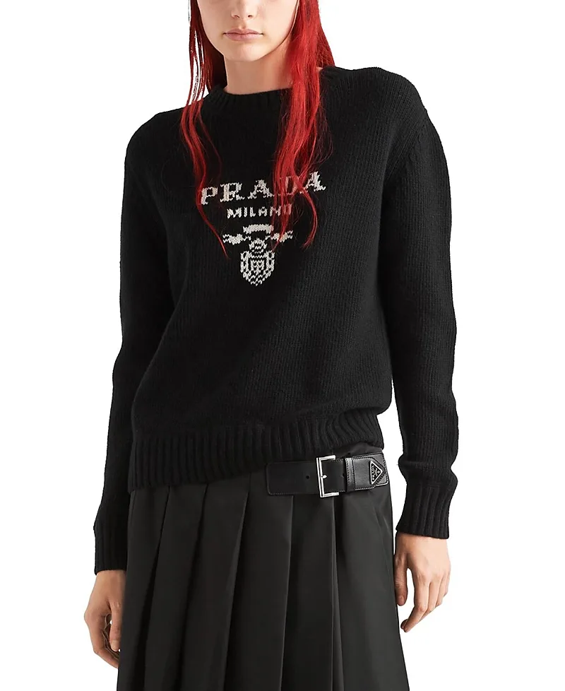 Cashmere and Wool Logo Crew-Neck Sweater by Prada
