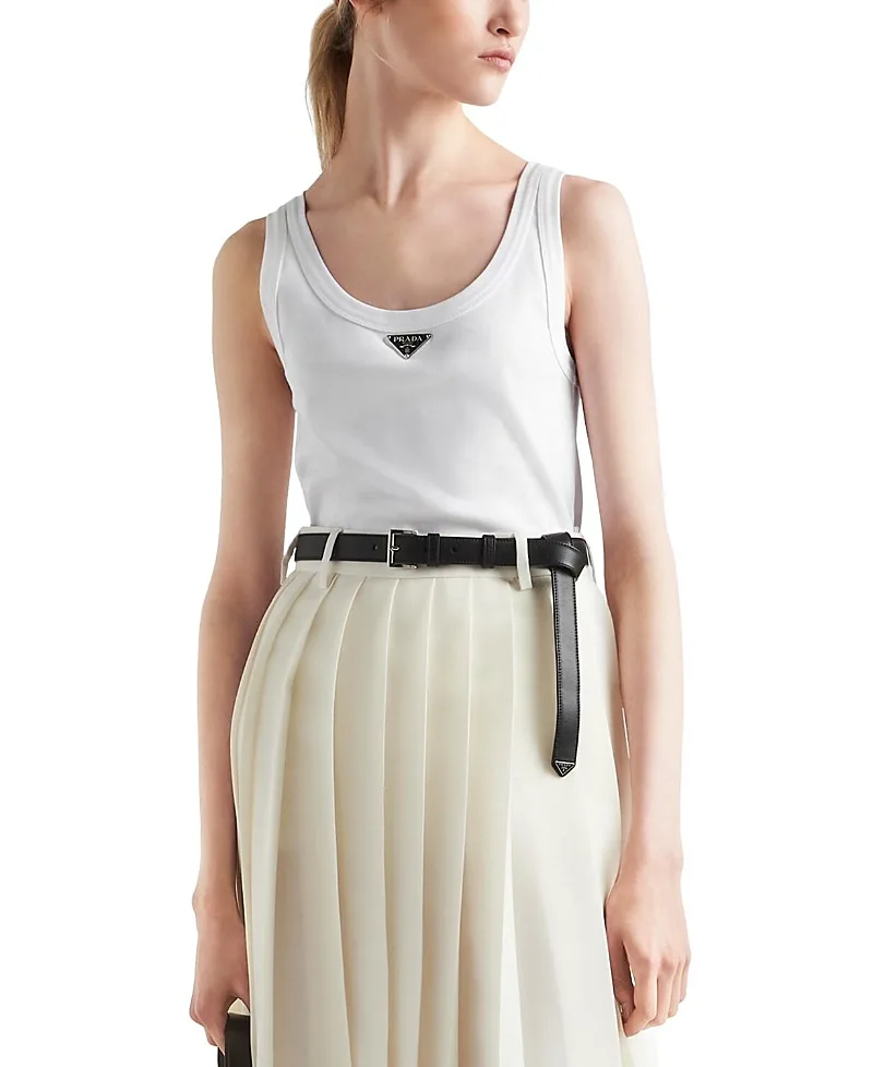 Ribbed Knit Jersey Tank Top by Prada