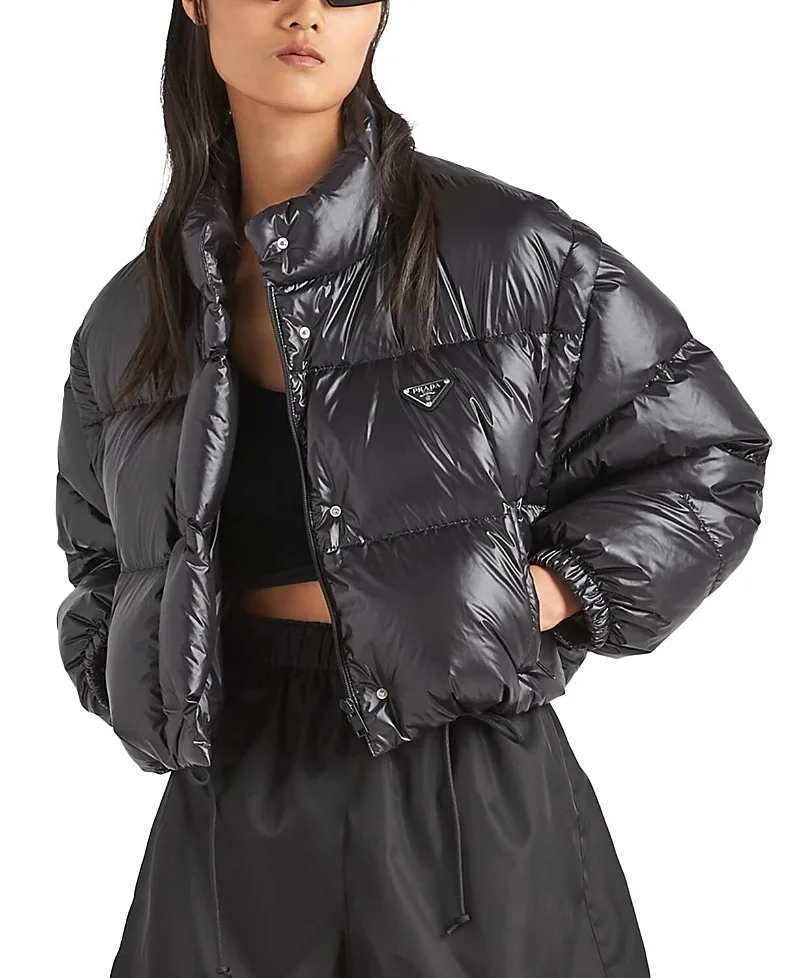 Re-Nylon Cropped Convertible Down Jacket by Prada