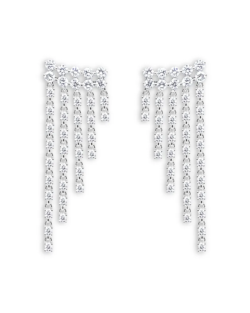 14K White Gold Lab Grown Diamond Fringe Drop Earrings, 1.24 Tcw