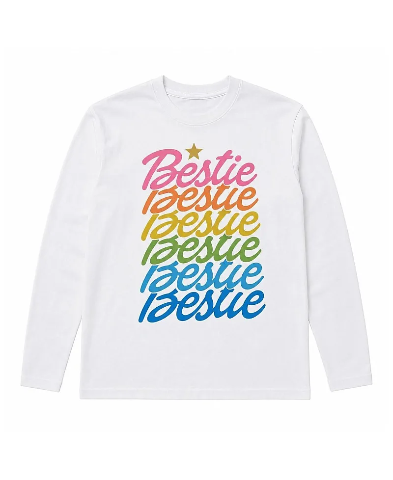 Bestie Repeat Colorful Long Sleeve Crew Tee by Prince Peter Collection