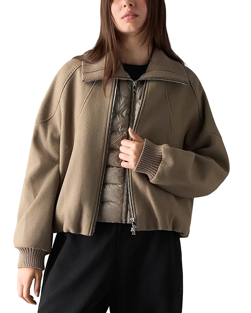 Grid 3 in 1 Wool Blend Bomber Jacket by Moose Knuckles